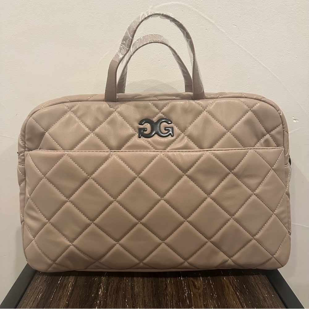 NWOT Gilda Paris‎ Quilted Weekender Bag Tan  19"W x 12"H x 5" D